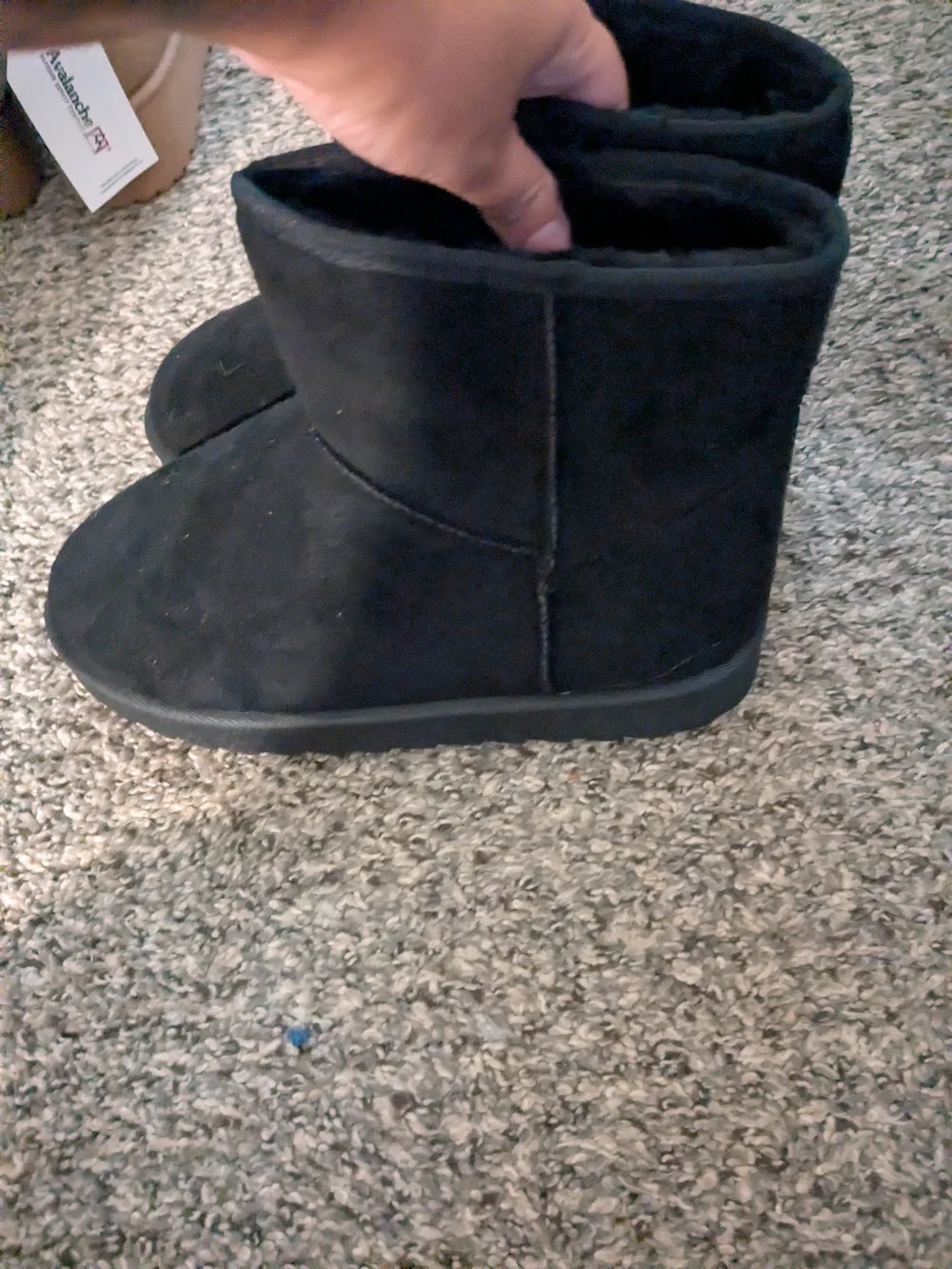 Avalanche Black Suede-Look Plush Winter Boots